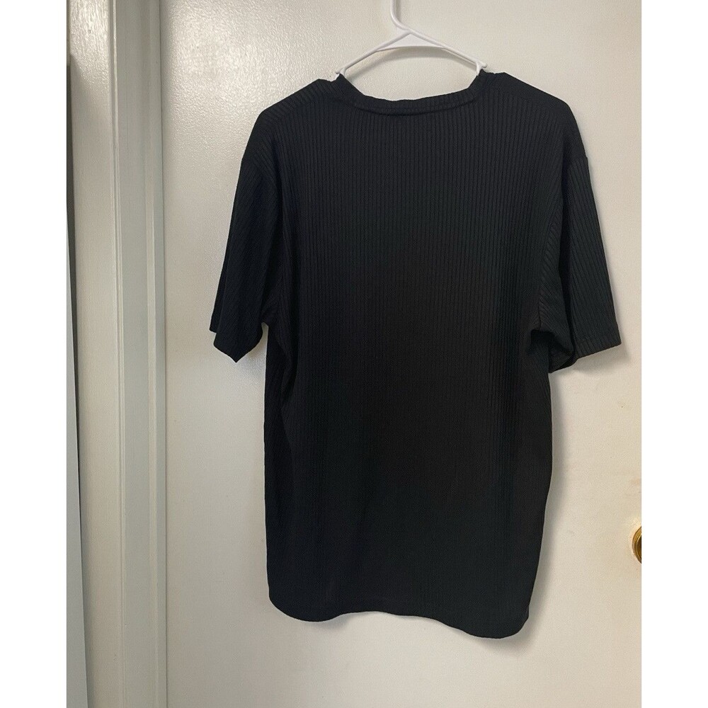 Claiborne Black Polyester Knit T-Shirt Short Sleeve Crew Neck Pullover L